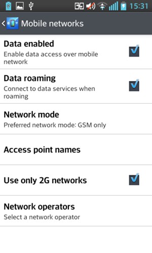 Turn Data roaming on or off