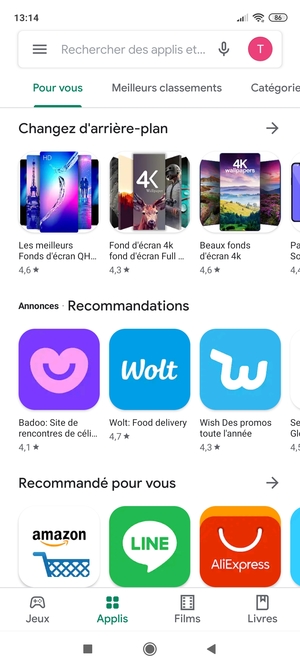 Sélectionnez la barre de Recherche