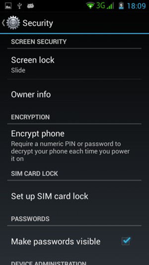 Select Screen lock