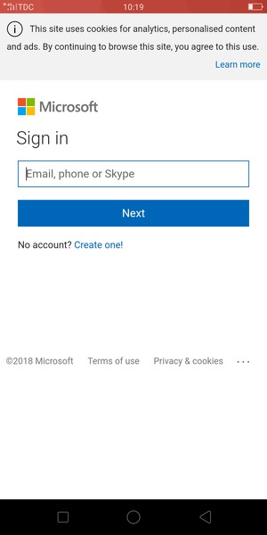 Enter your Email address and select Next