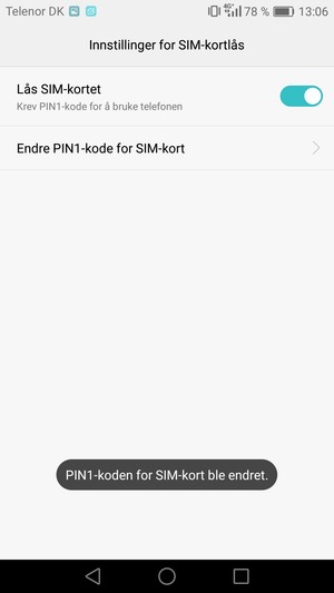 Din PIN-kode for SIM-kort er endret