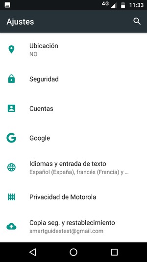 Desplácese y seleccione Seguridad