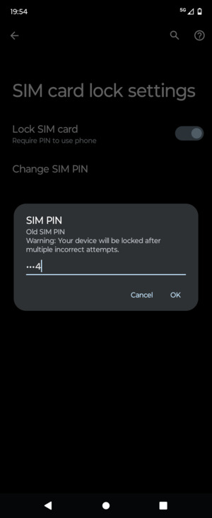 Enter your Old SIM PIN and select OK