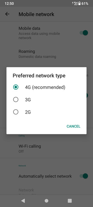 Select your preferred option