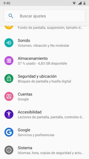 Desplácese y seleccione Seguridad y ubicación