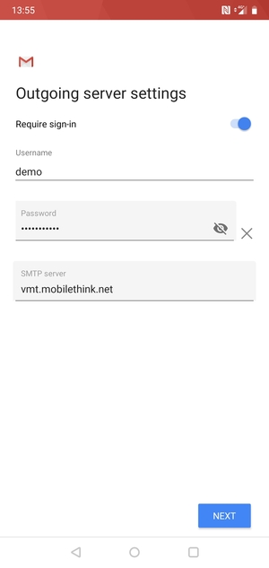 Enter Outgoing server address