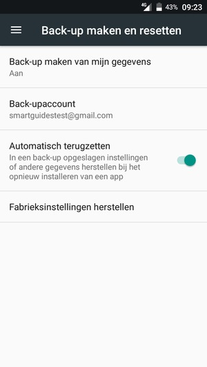 Selecteer Back-upaccount