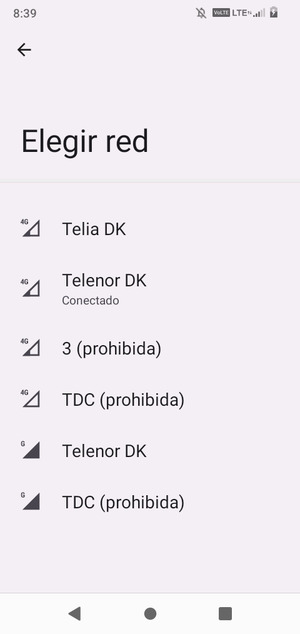 Seleccione un operador de red de la lista