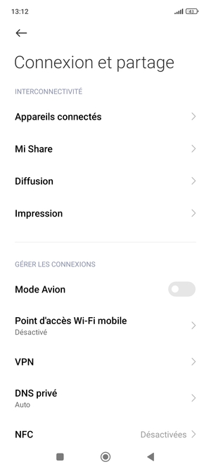 Sélectionnez Point d'accès Wi-Fi mobile