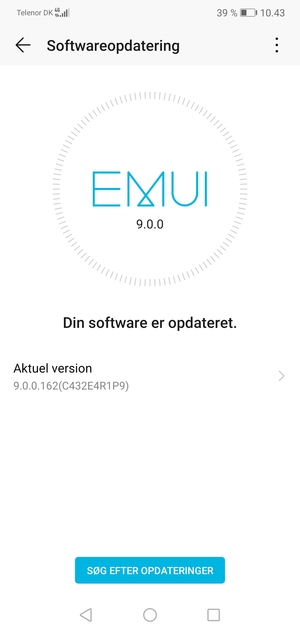 Hvis din telefon er opdateret, vil du se følgende skærmbillede