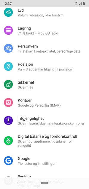 Bla til og velg Kontoer