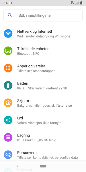 Velg Nettverk og internett