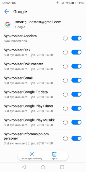 Din informasjon blir synkronisert