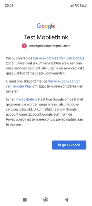 Selecteer Ik ga akkoord