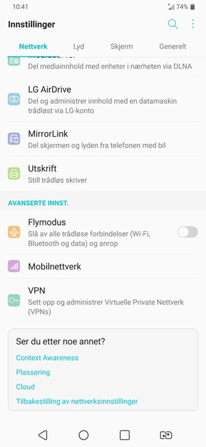 Bla til og velg Mobilnettverk