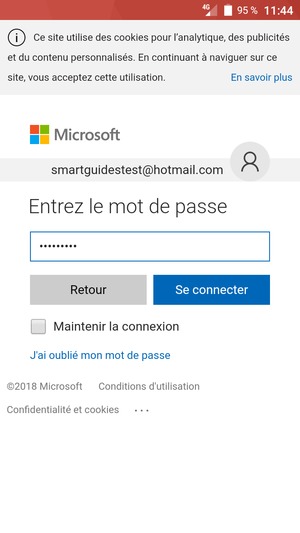 Saisissez votre mot de passe et sélectionnez Se connecter