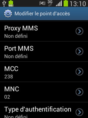 Faites défiler vers le bas et saisissez les informations MMS