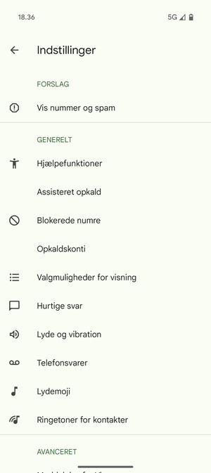 Vælg Telefonsvarer