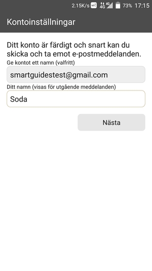 Ge ditt konto ett namn och ange ditt namn. Välj Nästa