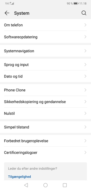 Vælg Sikkerhedskopiering og gendannelse
