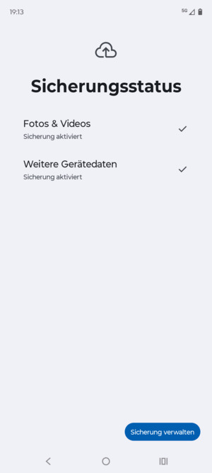 Wählen Sie Sicherung verwalten
