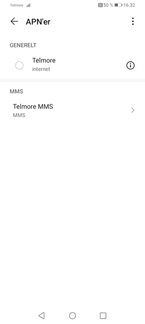 Vælg internetadgangspunktet