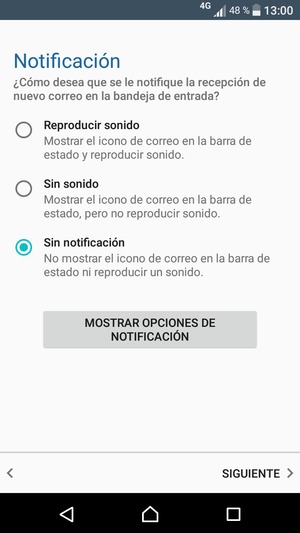 Seleccione la opción deseada y seleccione SIGUIENTE
