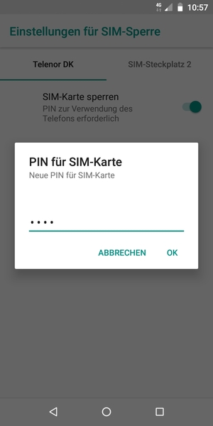 Geben Sie Ihre Neue PIN der SIM-Karte ein und wählen Sie OK