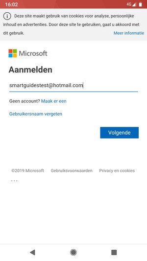 Voer uw e-mailadres in en selecteer Volgende