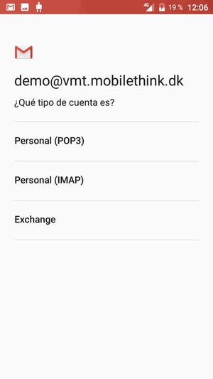 Seleccione Personal (POP3) o Personal (IMAP)
