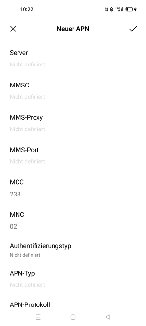 Scrollen Sie nach unten und geben Sie Internetinformationen ein