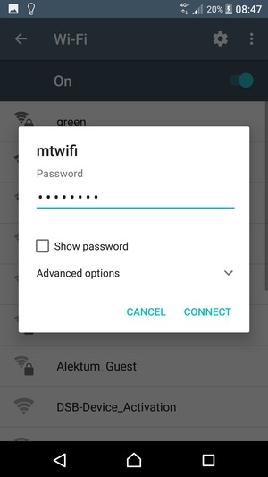 Enter the Wi-Fi password and select CONNECT