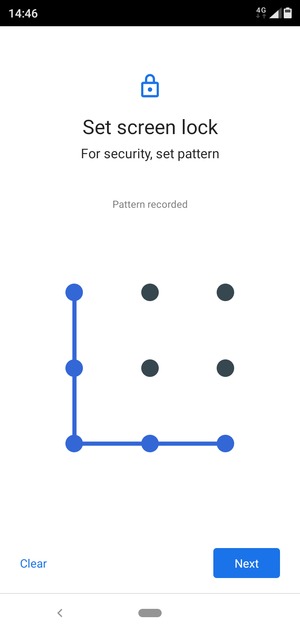 Draw an unlock pattern and select Next