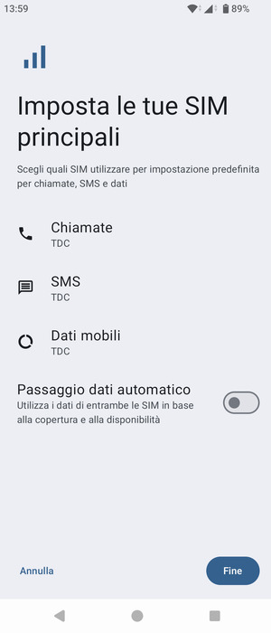 Seleziona le opzioni preferita e poi Fine