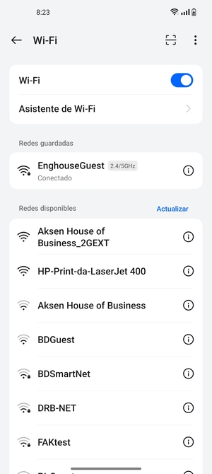 Ahora está conectado a la red Wi-Fi