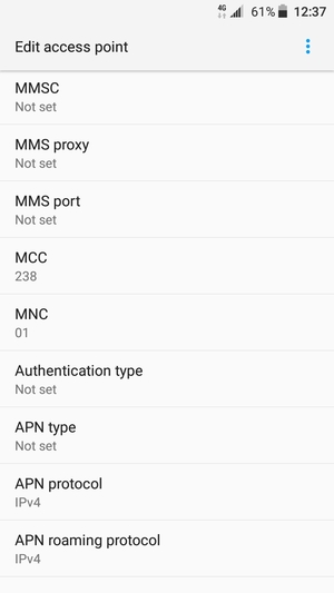 Scroll down and enter MMS information