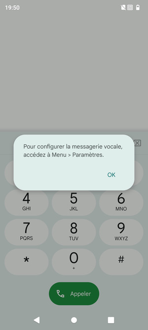 Si votre messagerie vocale n'est pas configurée, sélectionnez OK