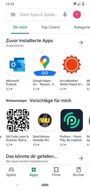 Wählen Sie die Suchleiste