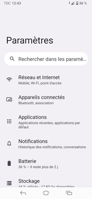 Sélectionnez Réseau et Internet