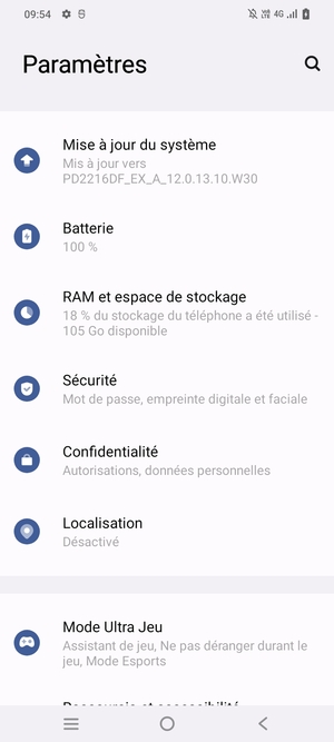 Faites défiler et sélectionnez Sécurité