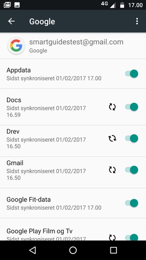 Dine oplysninger vil blive synkroniseret