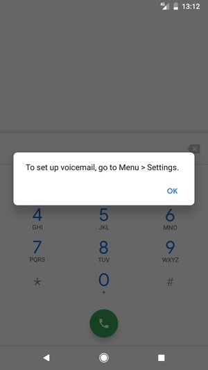 If your voicemail is not set up, select OK