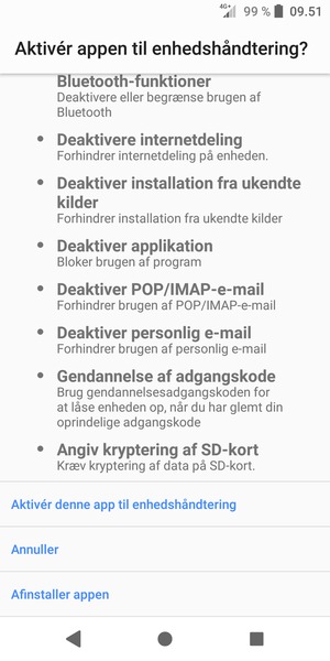 Scroll ned og vælg Aktivér denne app til enhedshåndtering