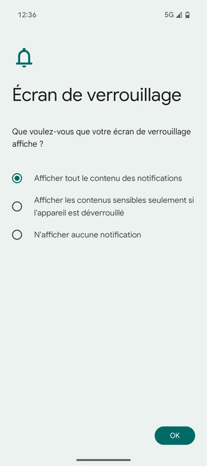 Sélectionnez votre option préférée et sélectionnez OK