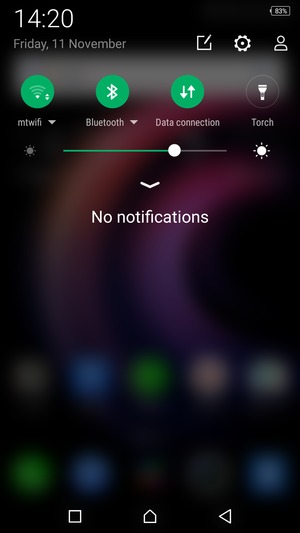 Slide down the top menu again