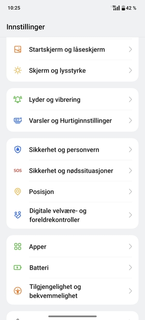 Bla til og velg Sikkerhet og personvern