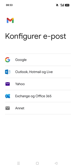 Velg Outlook, Hotmail og Live