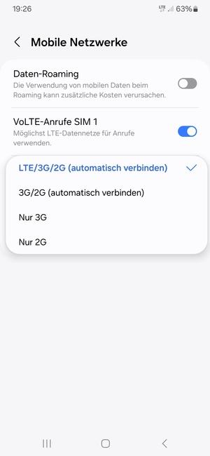 Wählen Sie die gewünschte Option