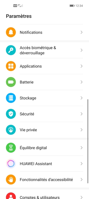 Faites défiler et sélectionnez Sécurité