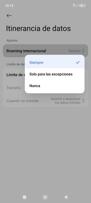 Seleccione la opción deseada